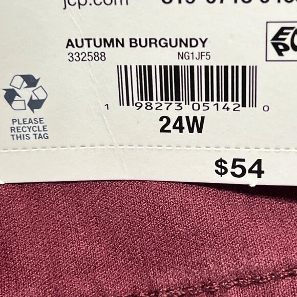 Liz Claiborne Women Wide-Leg High-Rise Stretch Burgundy Velvet Pants Sz 24W NWT - Picture 6 of 11